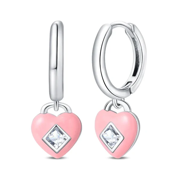 boucles d'oreilles fashion en argent sterling et zircons coeur