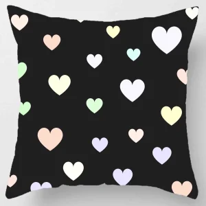 Coussin petit coeur carré noir et blanc