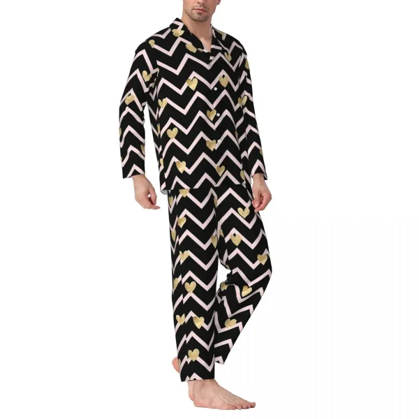 pyjama coeur homme rayé noir beige
