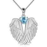 collier en forme de coeur bleu avec ailes
