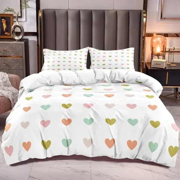 Housse de couette blanche avec coeurs doux