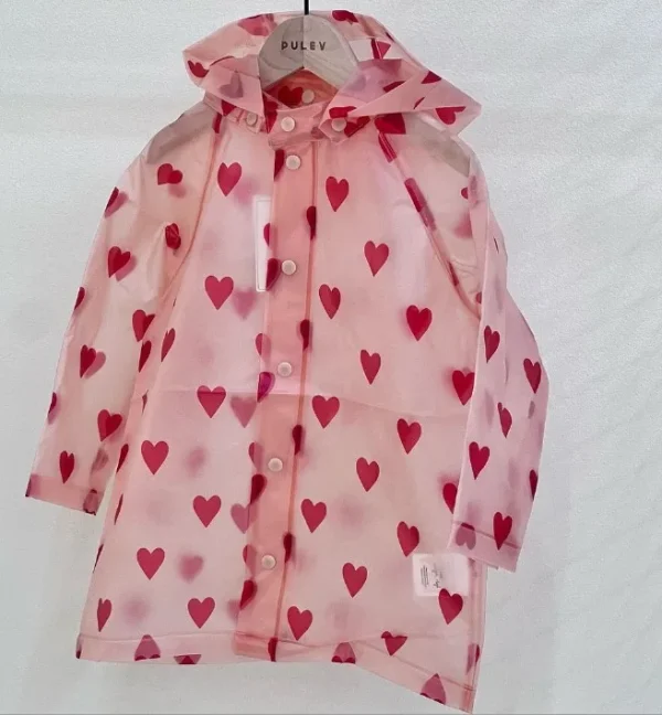 manteau de pluie fille rose coeur