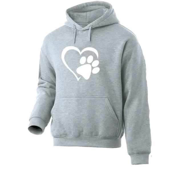 Sweater à capuche gris patte sur le coeur blanc