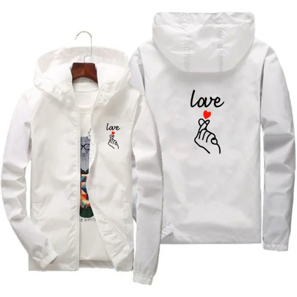 Veste automne blanche Love coeur coréen noir pour homme