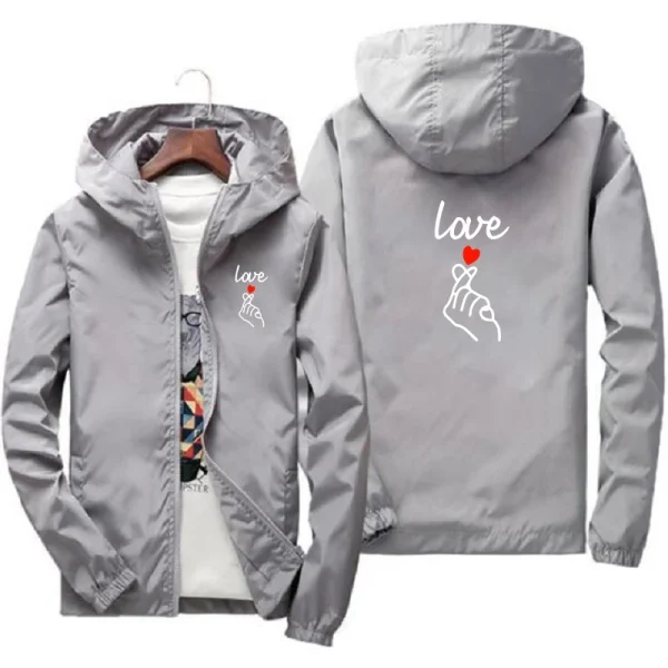 veste automne grise Love coeur pour homme