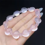 bracelet de coeurs en quartz rose naturel