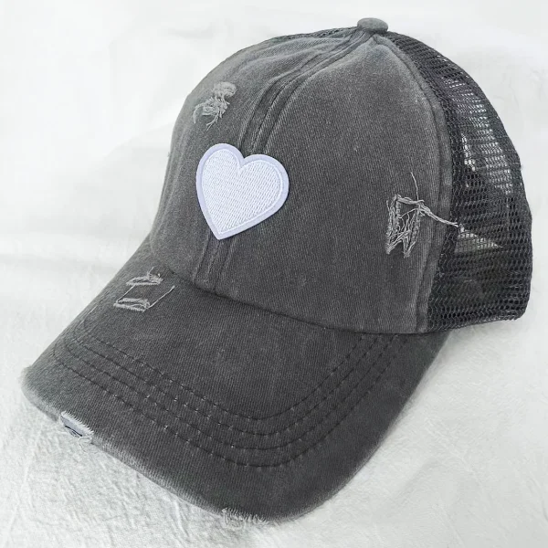 casquette coeur gris délavé