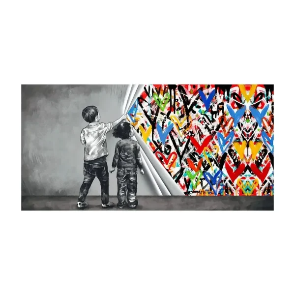 tableau art coeur enfants graffiti abstrait