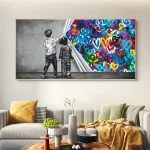 tableau graffiti cœur enfants