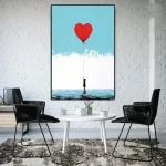 Toile fille ballon coeur
