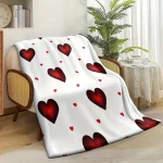 Superbe Couverture blanche multi coeurs