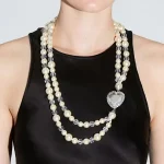 collier coeur cristal perle