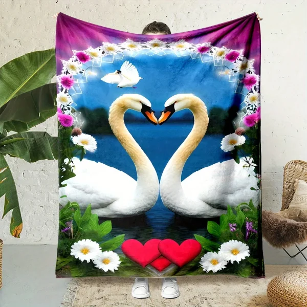 couverture cœur cygne lovers