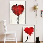 art mural Banksy coeur échelle