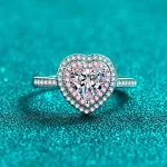 bague coeur rose or blanc pierres précieuses