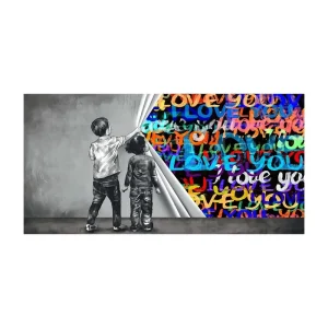 Tableau coeur enfants graffiti I Love You
