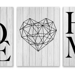 3pcs Love Home coeur art déco