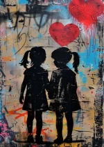 tableau coeur couple street art