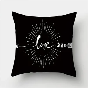 housse de coussin Love flèche noir blanc