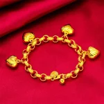 bracelet coeur pendentifs or
