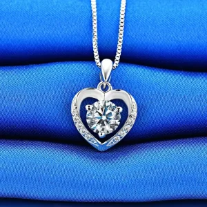 collier qualité Coeur or blanc diamant