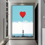 Tableau fille ballon coeur Banksy