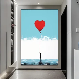 Tableau fille ballon coeur Banksy