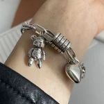 Bracelet unisex coeur breloques