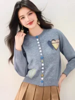 cardigan coeur femme automne hiver