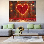 murale coeur de fleurs romantique