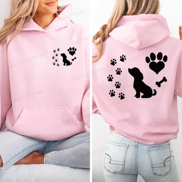Hoodie mode patte chien coeur rose