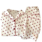 pyjama tendance blanc coeur rouge