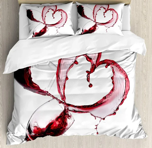 Housse couette Vin éclaboussé en coeur