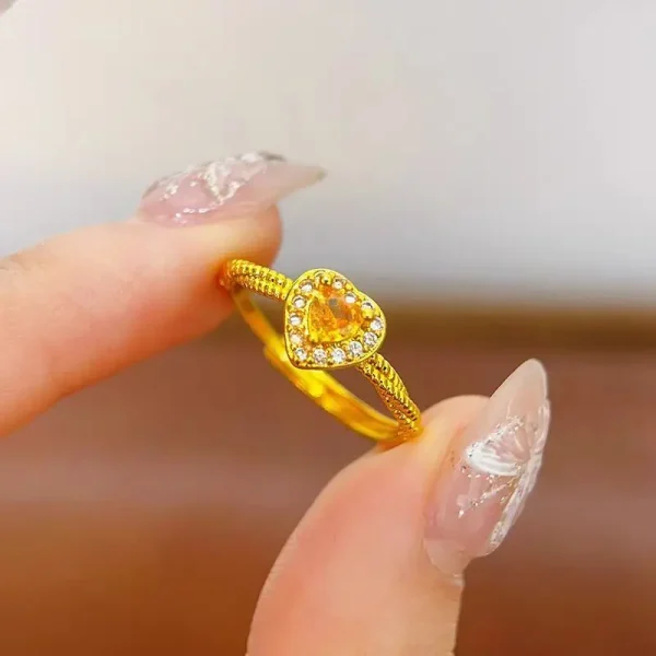 bague coeur or plaqué 24K