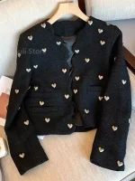 veste en V tweed pour femme