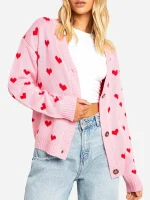 women fall cardigan love heart