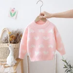 pull enfant rose blanc