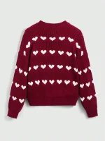 pull rouge blanc coeur