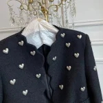Veste de tweed noire coeur élevé