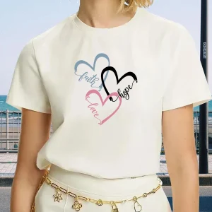 T-shirt 3 coeurs Love Hope Faith