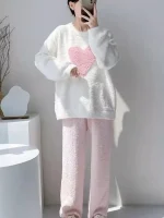 pyjama long blanc et rose