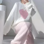 Plus Size pyjama coeur blanc et rose