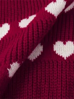 pull femme élégant coeur rouge blanc