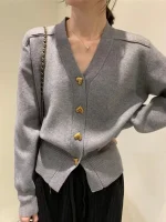 Automne col V cardigan rouge