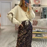 cardigan ample cœur léopard