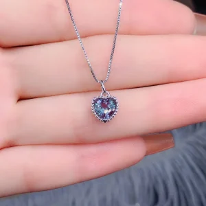 Superbe collier coeur argent alexandrite