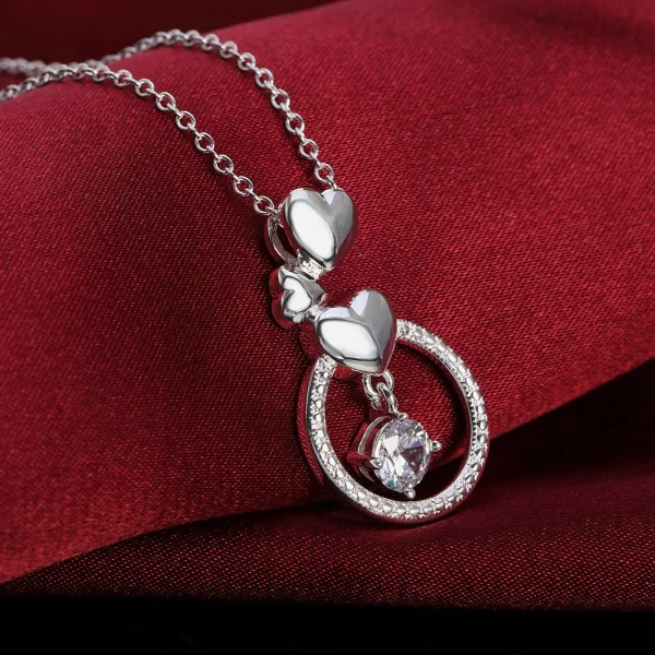 collier coeur en cercle zircon argent