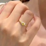 bague coeur plaqué or 24K