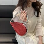 sac de soirée demi coeur pierres