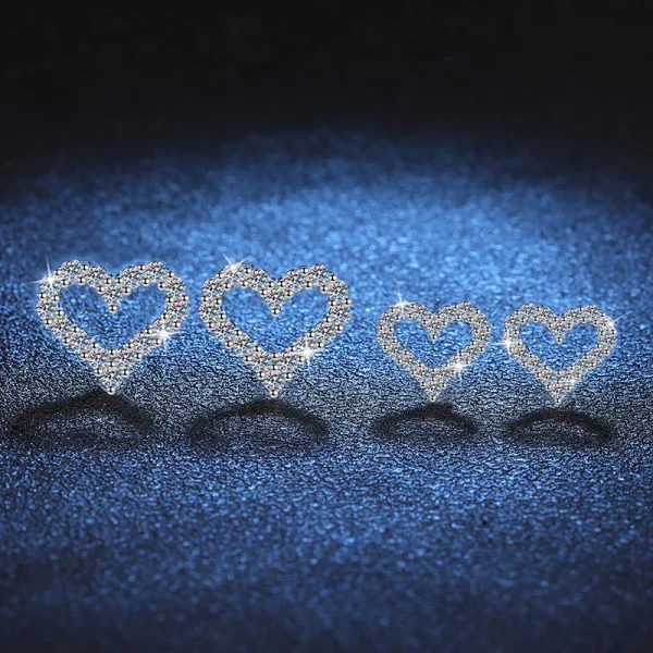 Boucles d'oreilles Moissanite amour coeur